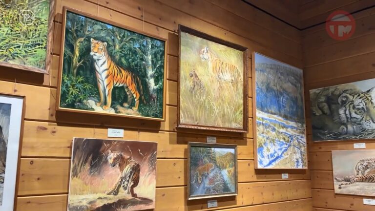 🐅 Хозяин тайги в красках: в Уссурийске открылась выставка картин об амурском тигре